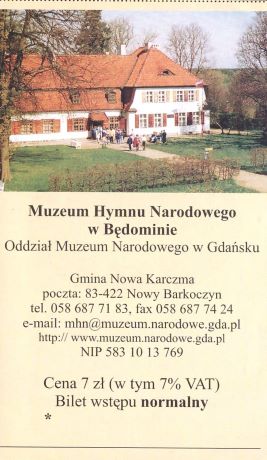 Bilet muzeum Będomin