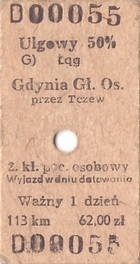 Bilet PKP Łąg - Gdynia Gł.Os.
