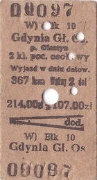 Bilet PKP Ełk - Gdynia Gł.Os.