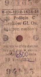 Bilet PKP Podłęże - Kraków Gł.Os.