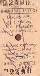 Bilet PKP Biadoliny - Kraków Płaszów