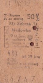 Bilet PKP Zabrze - Mysłowice