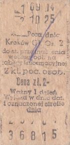 Bilet PKP Kraków Gł.Os.
