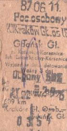 Bilet PKP Kraków Gł.Os. Gdańsk Gł.