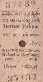 Bilet PKP Wisła Głębce - Ustroń Polana