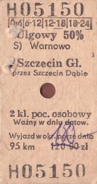 Bilet PKP Warnowo - Szczecin Gł.