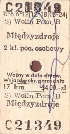 Bilet PKP Wolin Pom. - Międzyzdroje