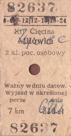 Bilet PKP Cięcina - Milówka
