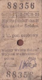 Bilet PKP Chełmek F-ka - Chrzanów Śród.