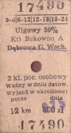 Bilet PKP Bukowno - Dąbrowa G. Wsch.