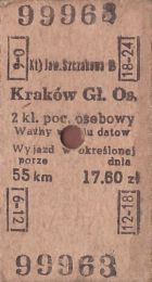 Bilet PKP Jaworzno Szczakowa - Kraków Gł.Os.