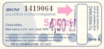 Bilet SKM 5,00 przebitka 4,50