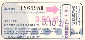 Bilet SKM 3,50 przebitka 3,10