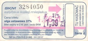 Bilet SKM 1,76 przebitka 1,39