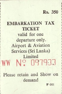 Bilet Embarkation Tax Ticket – Sri Lanka, Colombo, Airport & Aviation Services