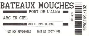 Bilet Bateaux Mouches z rejsu po Sekwanie, 1999